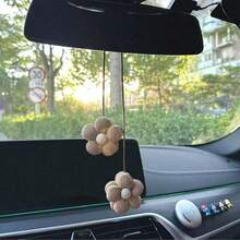 1 pieza/2 piezas Adorno de espejo retrovisor de coche con flor de cinco pétalos - Colgante floral hecho a mano, accesorio floral lindo para espejo retrovisor de coche de mujer, corona de flores de estilo bohemio para coche, regalo con tema de jardín de primavera - Multicolor - Ver 2