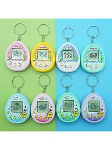 4 piezas de Mascotas electrónicas, pantalla en blanco y negro, consola de juego portátil mini colgante, crianza de mascotas virtuales, juguete electrónico de espíritus - Multicolor - Ver 7
