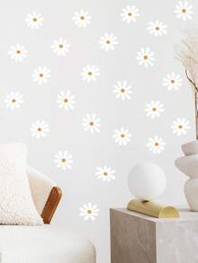 White Daisy Flower Wall Decal Floral Decoration For Nursery Kid's Room Living Room, Removable & Reusable Wall Sticker Room Decor Home Decor Wallpapers Wall Paper Wallpaper Bathroom Kitchen Stickers Wall Decor Wall Stickers - Multicolor - View 8