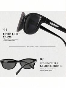 1 pereche ochelari de soare pentru femei, ochelari de soare vintage negri polarizați, pentru femei, , ieșiri în aer liber, plajă, vacanță la mare și cadou pentru familie și prieteni