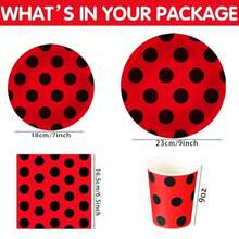 10pcs/20pcs/80pcs Red Ladybug Party Tableware Set, Ladybug Disposable Tableware Set Includes: Plates, Napkins, Cups, Ladybug Themed Tableware Set, Suitable For Birthday Theme Parties, Dessert Tea Gatherings, Family Dinners, Banquets And Other Occasions - Multicolor - View 6