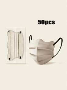 50 piezas Mascarillas desechables de 3 capas no tejidas, talla adulto, empaquetadas individualmente, protección contra polen y virus, adecuadas para actividades, fiestas y regalos