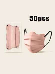 50 piezas Mascarillas desechables de 3 capas no tejidas, talla adulto, empaquetadas individualmente, protección contra polen y virus, adecuadas para actividades, fiestas y regalos