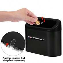 BMW 迷你垃圾桶带盖，旋转式防臭垃圾桶，含 1 卷垃圾袋，耐用铝合金，带装饰性自粘贴纸，3D 创意刻字贴纸，适用于各种车辆，垃圾回收，也适合 1 3 5 7 2 4 6 X 系列、X1 X3 X5 X6 X4 和小型车，办公室和家庭储物盒，是新年、情人节、复活节、感恩节和圣诞节的理想礼物 - 黑色 - 查看 4