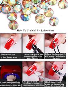 黎明/香槟金色 S3-SS20 1440 件免烫玻璃水钻散装用于工艺指甲舞蹈服装 DIY 衣服衬衫鞋子闪光装饰礼品平背圆形，免烫水钻超闪光水晶美甲水钻平背透明免烫半圆形水钻胶粘美甲装饰用于美甲 DIY - 彩色 - 查看 6