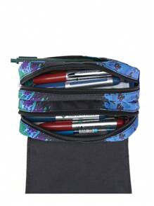 Pencil Case For Boys And Girls, Double-Sided Pattern Pencil Case, Large Storage Wallet Card Case,Compartment Pencil Case For School Students