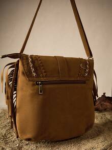 Tropiscape Túi đeo chéo vai tua rua du lịch mới 2024 dành cho nữ, túi đeo chéo vai, túi yên ngựa, thích hợp cho kỳ nghỉ mùa thu/đông, thư giãn, bãi biển, mùa thu, Giáng sinh, Giáng sinh, mùa đông, quà tặng Giáng sinh - màu nâu - Xem 3