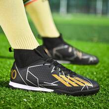 New Recommended Teenage Football/Soccer Shoes, High-Top Cleats, Wear-Resistant, Non-Slip, Grip, Suitable For Adults And Students, School, Match, Training - Black - View 4