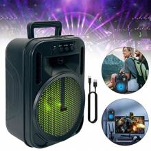 Dazone Portable Bluetooth Speaker 6.5-In Woofer Wireless Speaker Subwoofer USB Rechargeable Heavy Bass LED Party PA Sound System AUX FM Remote Control LED Light Handle