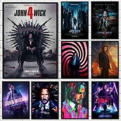 1 PIEZA Película John Wick Capítulo 4 Serie Película Keanu Reeves Póster Pintura en lienzo Cuadros de arte de pared Decoración de cine en el hogar Pinturas en salas de estar, dormitorios, comedores Marcos opcionales Pósters modernos, artes de pared, pinturas en lienzo y marcos reutilizables