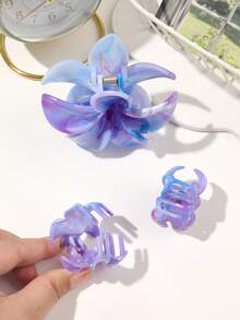 Bộ 3 kẹp tóc hoa cúc họa tiết đá cẩm thạch xanh tím phong cách Boho mùa xuân/hè, cỡ lớn và nhỏ, kẹp tóc trang trí cho kỳ nghỉ ở bãi biển, kẹp tóc hình móng vuốt, kẹp tóc, kẹp tóc kẹp tóc, kẹp tóc cầm tay, phụ kiện tóc thường ngày mùa thu đông cho nữ - Màu xanh cẩm thạch tím - Xem 6