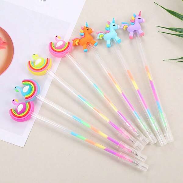 2pcs/3pcs/4pcs Multicolor Little Horse & Swan Design Fluorescent Highlighter Set, Stationery, Office Supplies, Gift, Learning Products, Marker Pens, School Supplies,Back To School