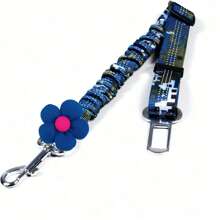 Floral Pet Safety Leash - Adjustable Dog Safety Tether Strap, Suitable For Large And Small Breeds, Compatible With Car Seatbelt Buckle