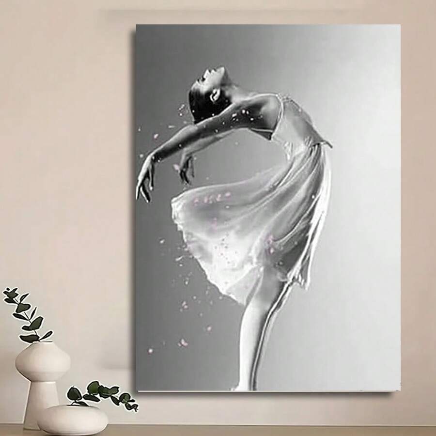 Framed Generic Girls Bedroom Decor Ballet Dancer Wall Pictures For Bedroom Black And White With Pink Poster Decorative Art Canvas Printing For Room Bathroom Bedroom Living Room Decoration - Framed - View 1
