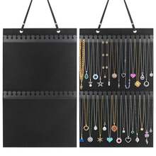 Reversible Felt Necklace Organizer - Wall-Mounted Jewelry Storage & Display Holder For Home Decor - Black - View 2