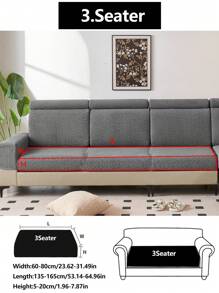 1pc Stretch Sofa Cover, Universal Four Seasons Anti-Slip Anti-Splash Full Wrap Fabric Thicker Sofa Seat Cushion Cover, Machine Washable Sofa Throw Blanket, Dustproof And Dirt-Resistant Home Decor Pet Friendly Protector Fits L-Shaped Sofa And 1/2/3/4 Seater For Bedroom, Office, Living Room