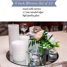 5pcs, Wedding Mirror Tray, 8-Inch Round Mirror Candle Board, Used For Wedding Decorations In The Center Of The Table, Baby Shower Mirror Decoration Tray, Wedding Table Candles, Party Tiles, Christmas Decorations, Jewelry Store Tray Wall Decor Room Decor Stickers Personalised Stickers