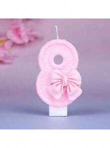 1pc-12pcs Straight Candles Creative Number Candles Cute Bowknot Birthday Candles Holiday Party Anniversary Cake Candles Pink