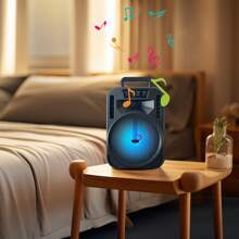 Dazone Portable Bluetooth Speaker 6.5-In Woofer Wireless Speaker Subwoofer USB Rechargeable Heavy Bass LED Party PA Sound System AUX FM Remote Control LED Light Handle