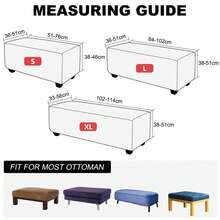 High Stretch Ottoman Cover With Elastic Bottom, Soft Slipcover Jacquard Fabric Small Checks Rectangle Storage Stool Cover Furniture Covers - 藏蓝色 - 查看 5