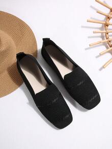 Zapatos casuales de mujer con punta puntiaguda y sin cordones, multicolor, ligeros, cómodos, adecuados para uso al aire uso casual - Negro - Ver 3