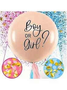 Palloncino nero da 36 pollici con cerchio perfetto per la rivelazione del sesso, decorazione per feste per bambini e bambine "boy or girl"
