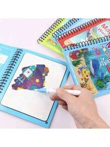 1 Set Magic Water Color Painting Book, Magical Coloring And Drawing Kit, Educational And Reusable Watercolor Painting (Pen And Border Color Of Drawing Book Are Random), For Office, School, Painting, Student, Marker, Stationery, School Supplies, Watercolor, Holiday Party Birthday Gift