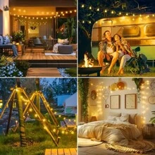 Solar Powered Crystal Ball Hanging Lights - Outdoor Garden Decor String Lights, 10/20/50/100 LED Lights With Multiple Components, Semi-Embedded Installation, Button Control, Detachable Lamp, Embedded, Plastic Lampshade - Ideal For Wedding, Party, Patio, Garden, Christmas And Halloween Celebrations.