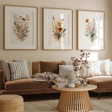1pc Scandinavian Minimalist Aesthetic Wall Art Neutral Watercolor Wildflowers Plants Poster Prints Home Bedroom Living Room Modern Decor Gift Optional Frame