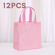 24/18/16/12/6pcs/Set Colorful Non-Woven Fabric Gift Bags With Handles, Suitable For Birthday Parties, Display Shopping And Party Supplies, Applicable For Weddings, Birthdays, Mother's Day, Spring Decorations, Small Gift Packaging