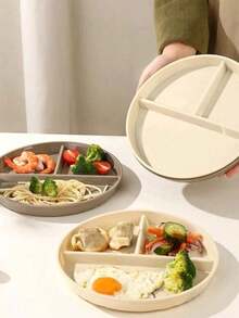 1 pieza Plato con compartimentos, Plato compartimentado, Plato reductor de grasa, Tres compartimentos, Plato de plástico a prueba de golpes, Plato escolar, Apto para microondas y lavavajillas, Adecuado para el control de peso