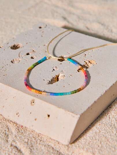 Tropiscape Color Block Bead Decor Bracelet Vacay Vibes Vacation Relax Beach Autumn Winter Gifts