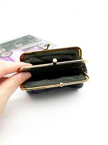 Ví nhỏ kiểu da cừu cổ điển dành cho nữ - Ví kẹp tiền xu tông vàng & ngăn đựng thẻ, Ví thời trang bằng da dành cho nữ, Túi đựng tiền xu gấp đôi cổ điển, Ví cầm tay khóa Kiss thanh lịch - Nhỏ gọn & thời trang với khóa Kiss, Ví điện thoại nhiều ngăn - Nhiều màu - Xem 8