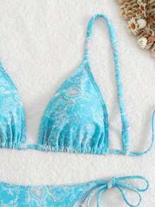 Damen Sommer Strand Floral Muster sexy Binden Bikini Set