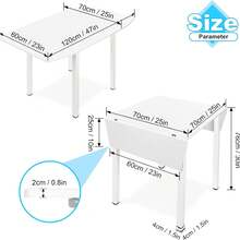 Dining Table And Set Of 2/4 Chairs, Drop Leaf Kitchen Table With PU Leather High Back Chair - White Table + 4 Gray Chairs - View 8