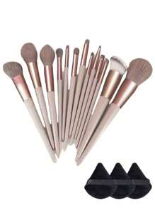 15 pièces Ensemble de pinceaux de maquillage, 13 pinceaux de maquillage et 2 éponges de maquillage, utilisation double humide et sèche, outils de maquillage essentiels, cadeau idéal pour Noël, Nouvel An, Fête des Mères, Remise des diplômes