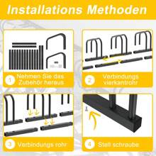 LILIIN Srebrny/czarny stojak na rowery na podłogę na 2/4/6/8 rowerów, uniwersalny stojak na opony o szerokości 30-65 mm, ocynkowany uchwyt na rower ze stali, montaż na podłodze i ścianie