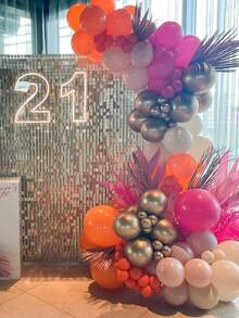 60pcs Pink Orange Latex Balloons, 60 Pieces 12 Inch Light Pink & Hot Pink Orange Color Ribbon Balloons, Suitable For Holiday Party, Birthday, Tropical Party Decoration - Multicolor - View 6