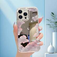 Mirror Phone Case 2-In-1, Simple And High-End, Like The Moon In A Fairy Palace. The Glass Glossy Mirror Back Cover Is Suitable For Women And Girls. The Transparent And Soft TPU Buffer Thin Border Gives A Simple And High-End Feeling. The Lens Also Has Electroplated Border Protection, Suitable For Apple 15/14/13/12/11 - 銀色 - 查看 1