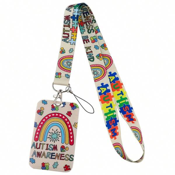 Siliget Autism Lanyard With Card Holder, Hidden Disability ID Card Holders, Autism Awareness Rainbow Lanyard For Kids Teens Adults,School Supplies,Back To School