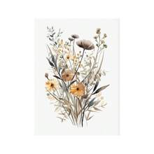 1pc Scandinavian Minimalist Aesthetic Wall Art Neutral Watercolor Wildflowers Plants Poster Prints Home Bedroom Living Room Modern Decor Gift Optional Frame