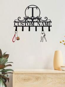 Personalized Key Holder Wall Mount - Custom Family Name Key Holder For Wall, Metal Key Rack Hook Organizer, Coat Rack, Key Hanger Wall Decor For Kitchen, Entryway, Bedroom, Hallway,Chic Autumn