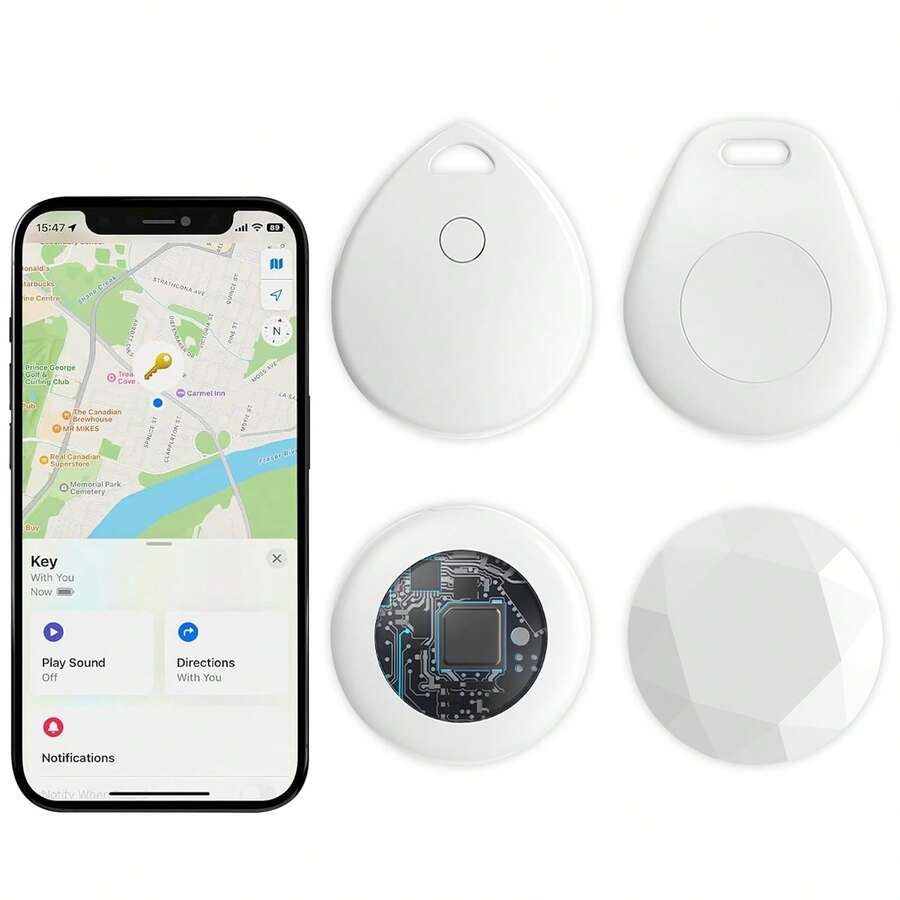 [GPS 追踪器] 4 件 GPS 智能防丢失追踪器 | 实时追踪，无需安装，适用于宠物、箱包、行李、自行车、汽车 | 兼容 iOS 系统查找我的应用程序，无忧防丢（仅限 iOS）