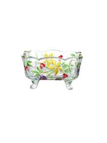 手工花卉图案复古玻璃烟灰缸 - 欧式矩形桌面收纳盒和烟灰缸，餐厅、客厅家居装饰的多用途装饰中心件，欧式烟灰缸 | 艺术工艺