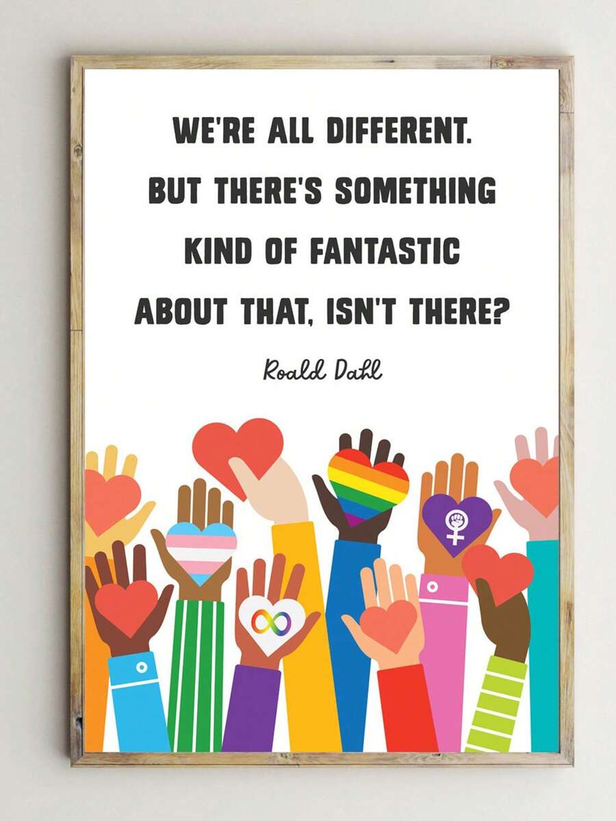 1 件，帆布挂画，带框，防水，教室装饰，教师墙面艺术，平等海报，儿童可打印艺术，同性恋，女孩力量，LGBTQ，包容，励志名言，墙面艺术，海报，LGBT - 彩色 - 查看 1