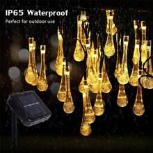 Solar String Lights, Small Crystal Ball/Waterdrop-Shaped Lights, Outdoor String Lights, With 8 Lighting Modes, Waterproof, Powered By Solar Energy. Suitable For Summer Gardens, Yards, Porches, And Can Be Used For Wedding And Party Decorations (Warm White).
