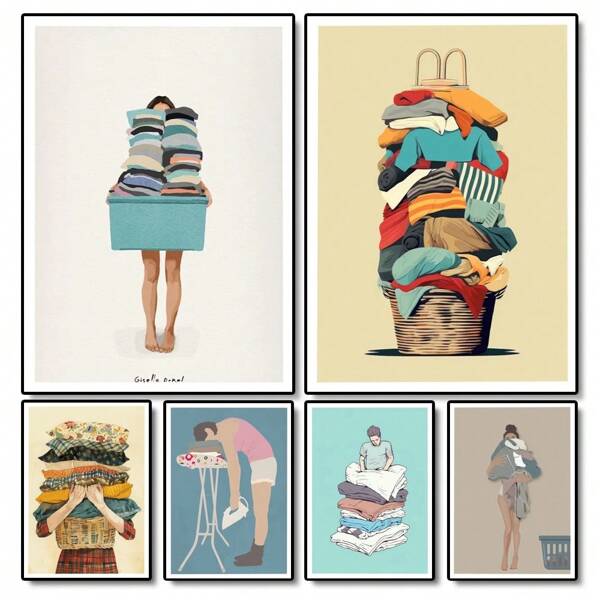 1pc Laundry Day Art Poster Good Quality Prints And Posters Vintage Room Home Bar Cafe Decor Aesthetic Posters Waterproof Paper ,Wall Art With Frame