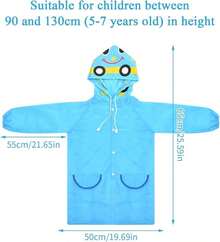 Impermeable Para Niños Ponchos De Lluvia Para Niños Capa De Lluvia Para Niños Poncho Impermeable Chubasquero Con Capucha Poncho De Lluvia Para Ciclismo Pegamento Para Pvc - Azul - Ver 3