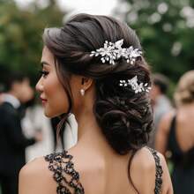 1 set de barrettes et de peignes en cristal de verre, coiffe de mariée pour chignons, accessoires pour mariage et fête