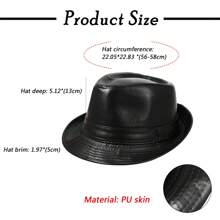 JEWELRYWE Men's Fashion Classic British Style Jazz Hat, Gentleman Imitation Leather Top Hat